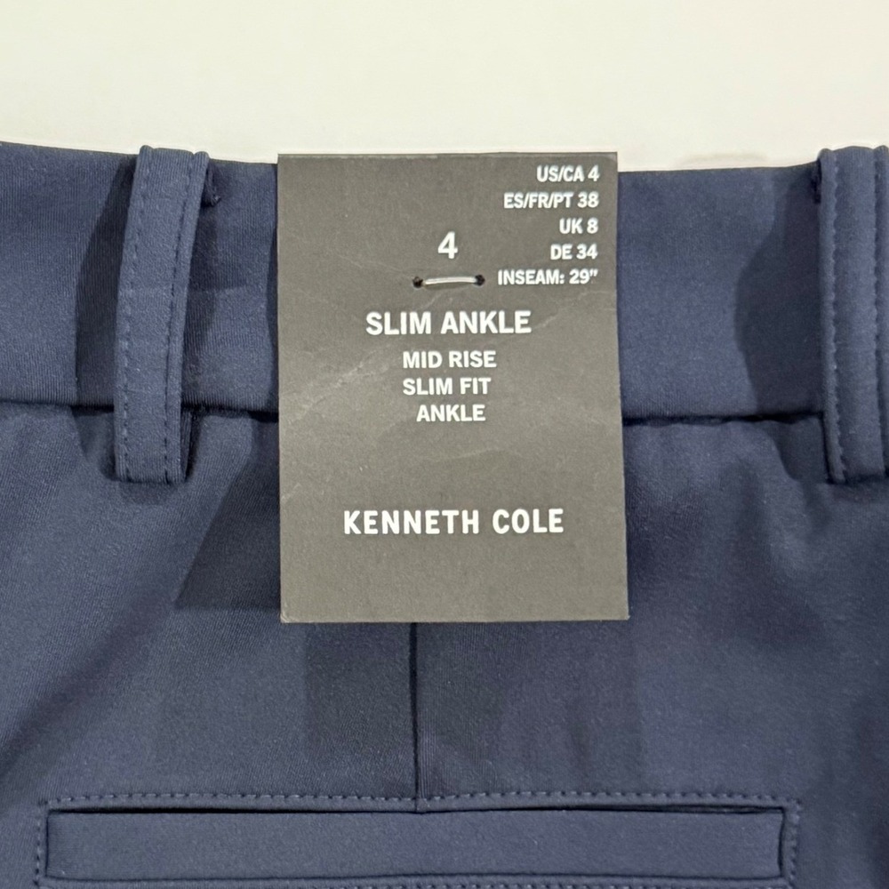 Kenneth Cole Womens Slim Ankle Pants Dark Navy Blue Mid Rise Size 4 NWT W466 - Picture 5 of 10